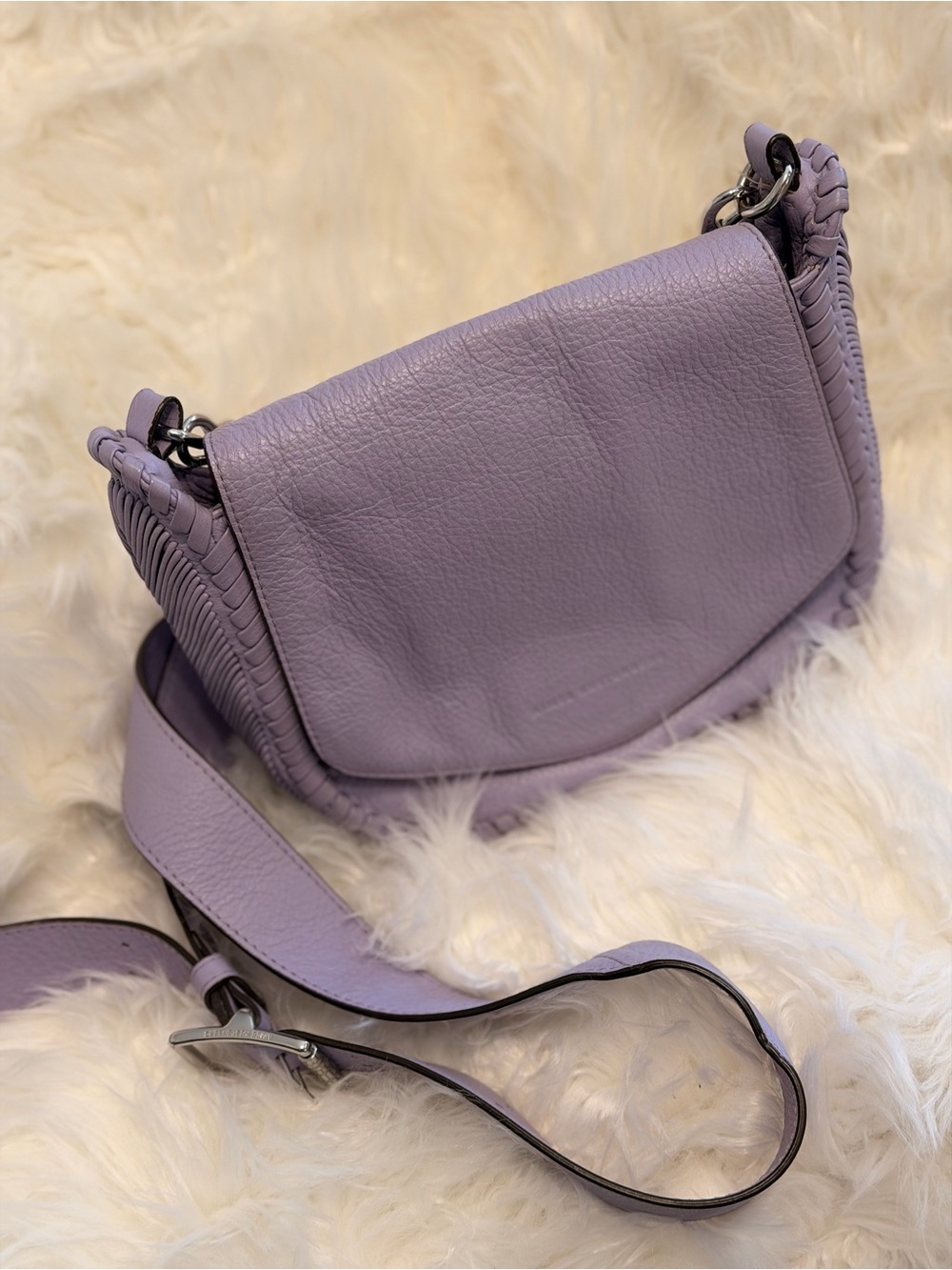 Aimee Kestenberg Leather Lavender Crossbody Shoulder Bag - Picture 3 of 7